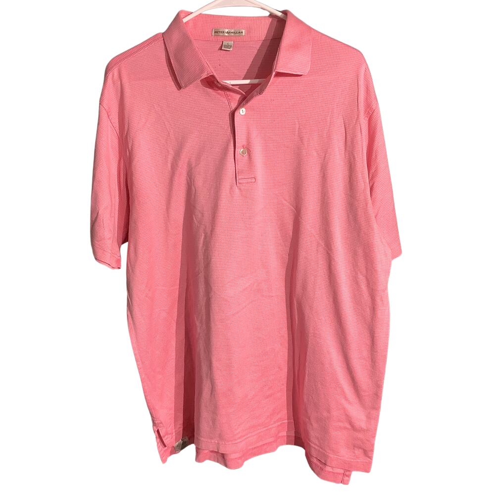 Peter Millar Men’s Large Pink 100% Cotton Golf Polo — Preppy, Classic, Golf